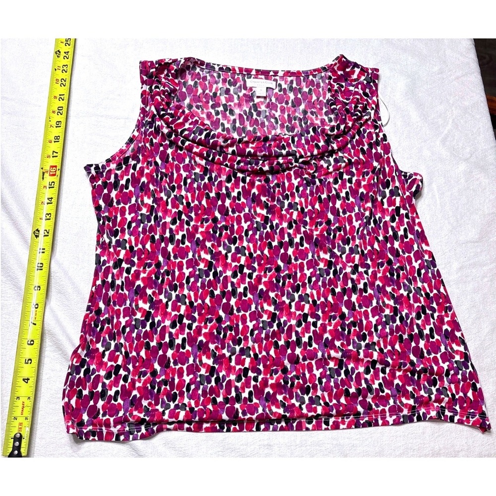 Charter Club Woman 1X Purple Abstract Dot Cowl Neck Sleeveless Blouse Top